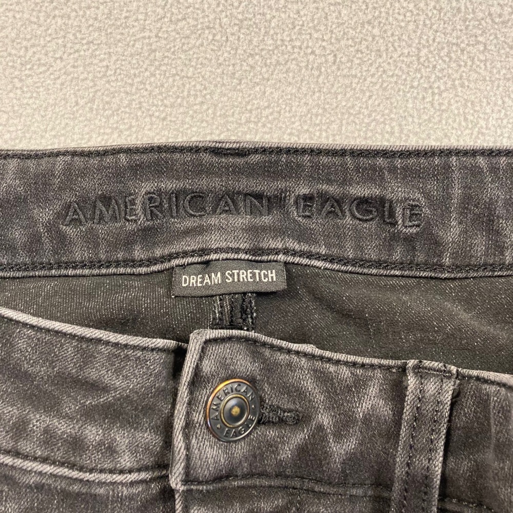 American Eagle Jeans Womens 8 Regular Black Skinny High Rise Dream Stretch Faded - Picture 2 of 8